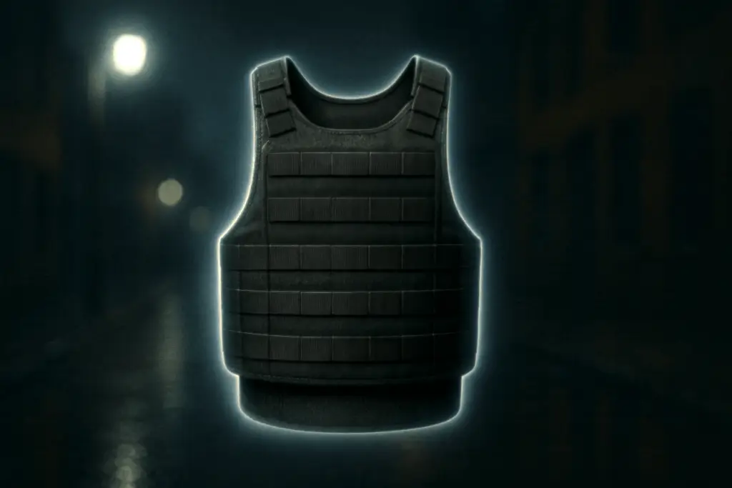 Stichschutzweste - Schutzweste vor einer düsteren Szene bei nacht